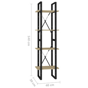 vidaXL 4-Tier Book Cabinet Sonoma Oak 15.7"x11.8"x55.1" Engineered Wood-5