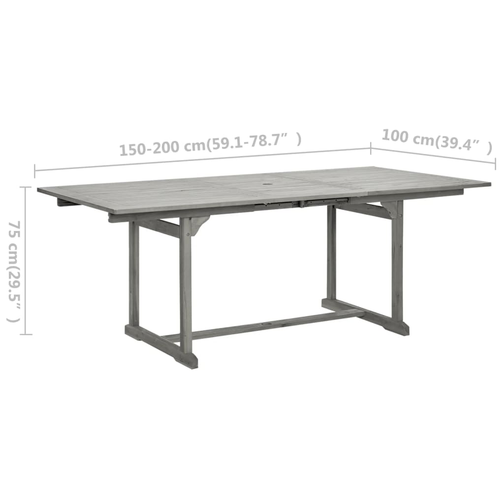 vidaXL Patio Dining Table (59.1"-78.7")x39.4"x29.5" Solid Acacia Wood-0