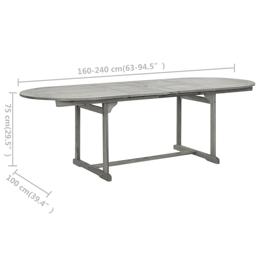 vidaXL Patio Dining Table (63"-94.5")x39.4"x29.5" Solid Acacia Wood-0