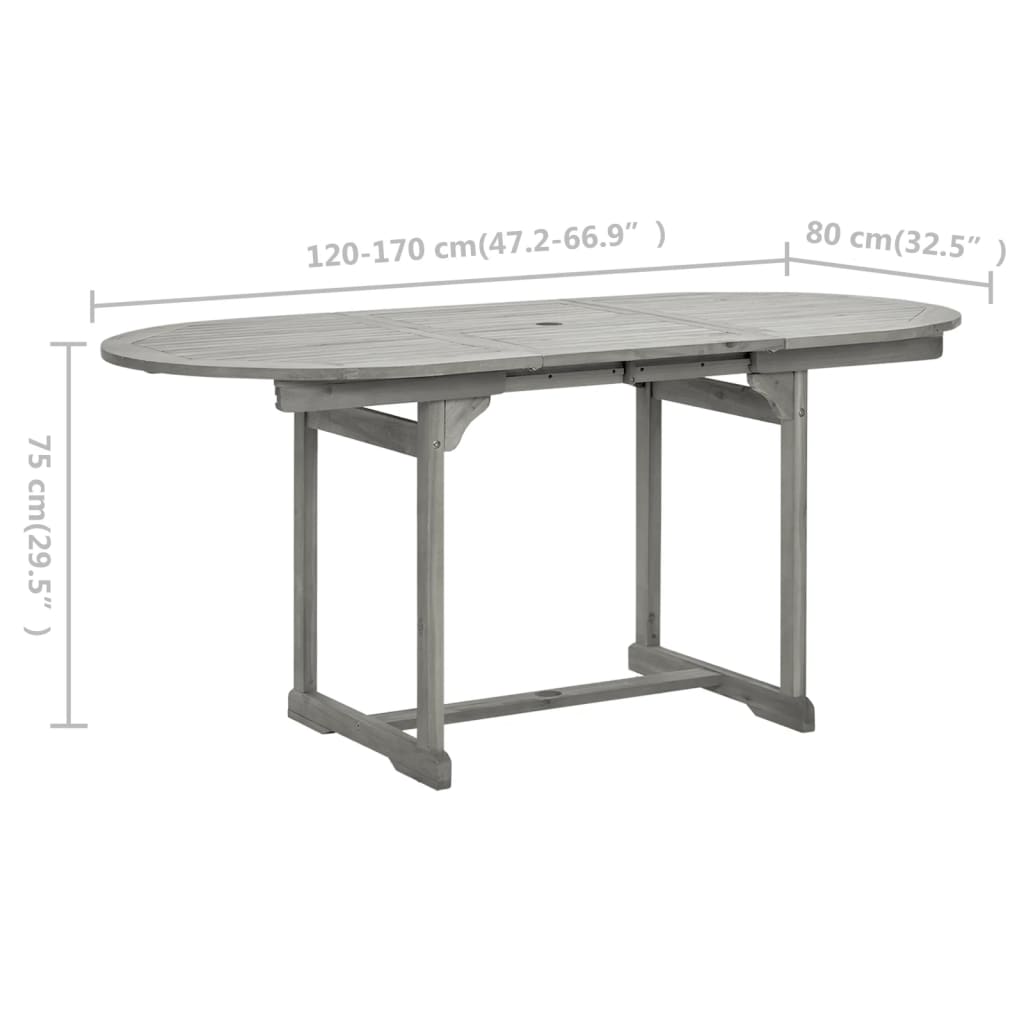 vidaXL Patio Dining Table (47.2"-66.9")x31.5"x29.5" Solid Acacia Wood-0