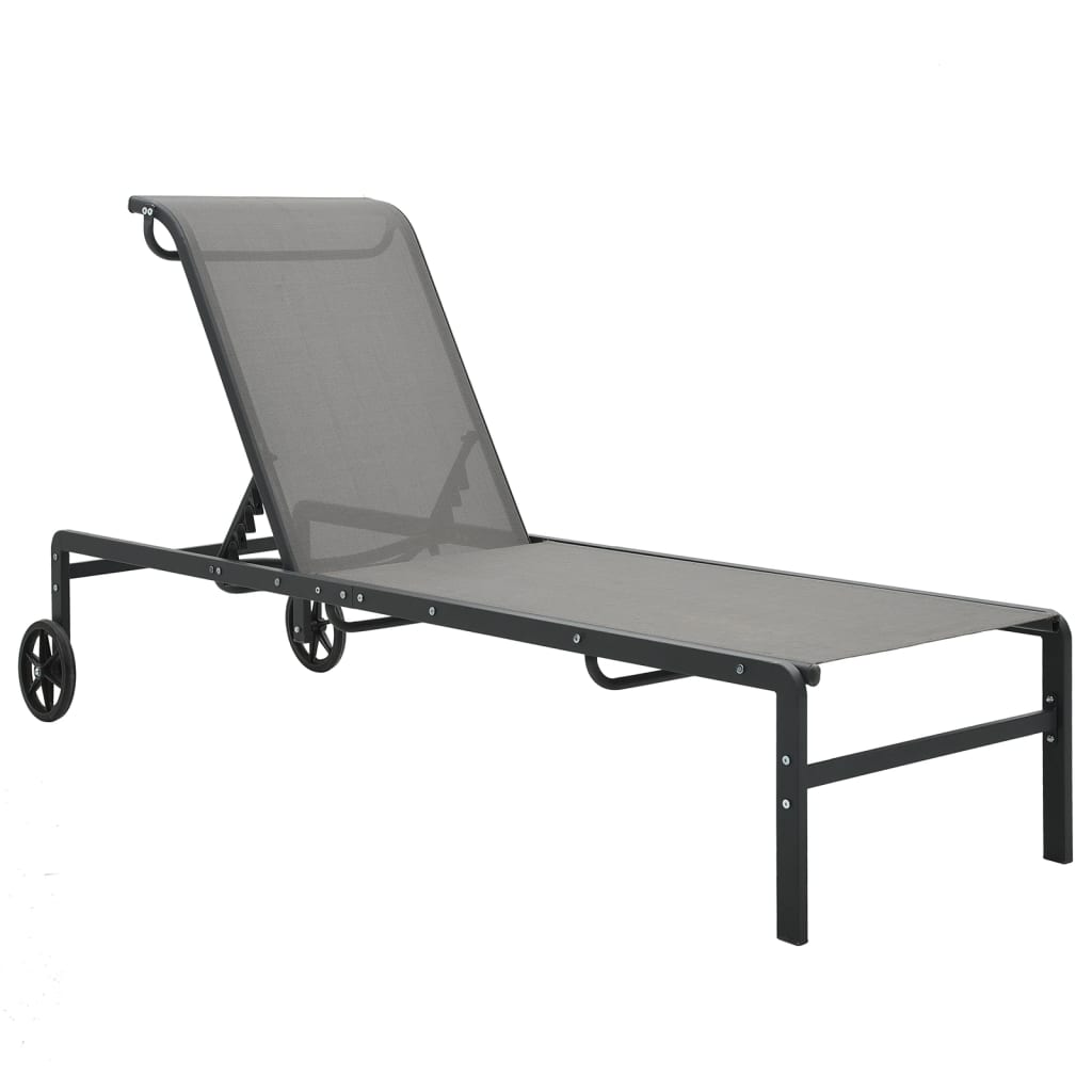 vidaXL Sun Loungers 2 pcs with Table Textilene and Steel-1