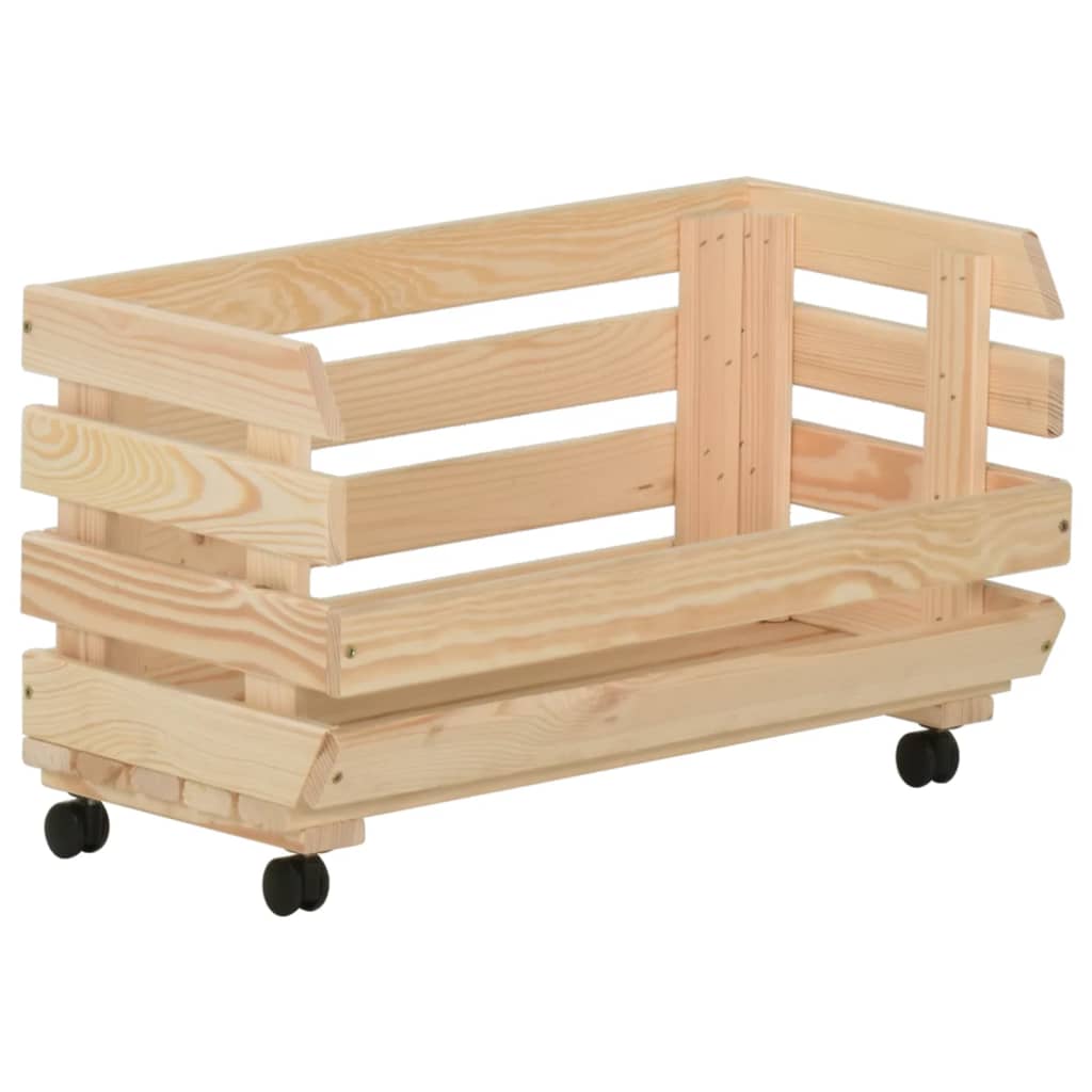 vidaXL Kitchen Cart Vegetable Storage Basket Rolling Cart Solid Wood Pine-24