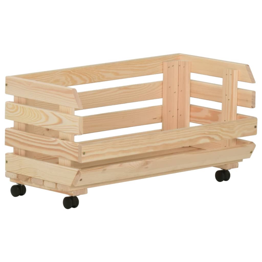 vidaXL Kitchen Cart Vegetable Storage Basket Rolling Cart Solid Wood Pine-19