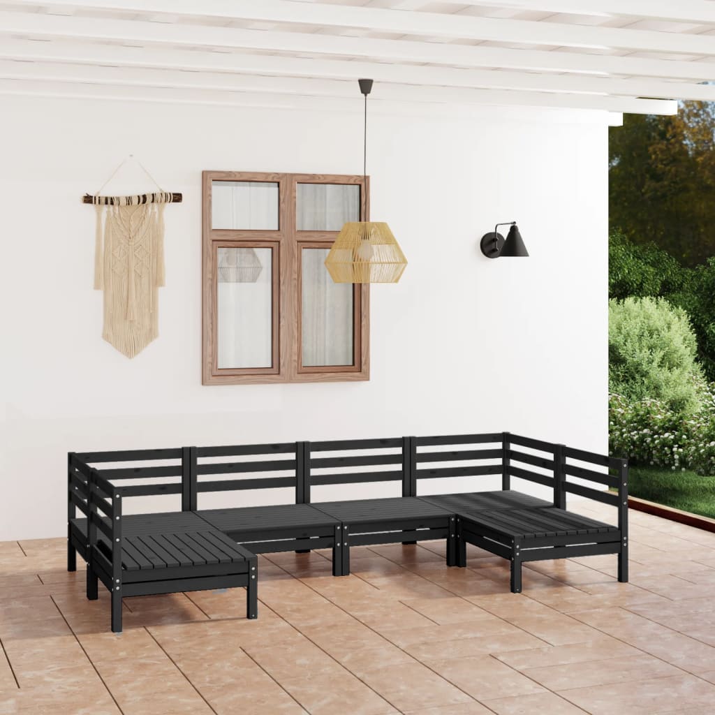 vidaXL Patio Furniture Set 6 Piece Garden Sectional Sofa Set Solid Wood Pine-0