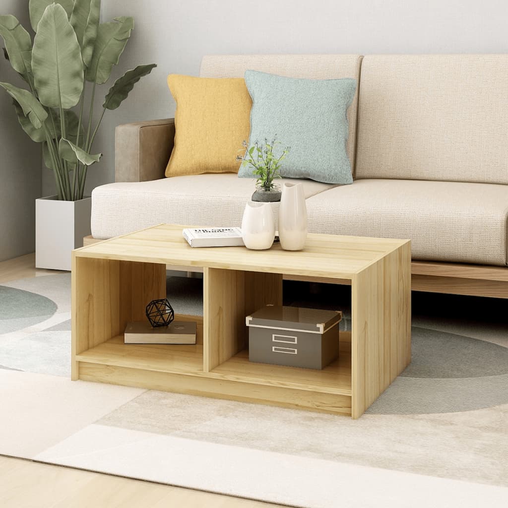 vidaXL Solid Pinewood Coffee Table 29.5"x13.2" Couch End Table Multi Colors-6