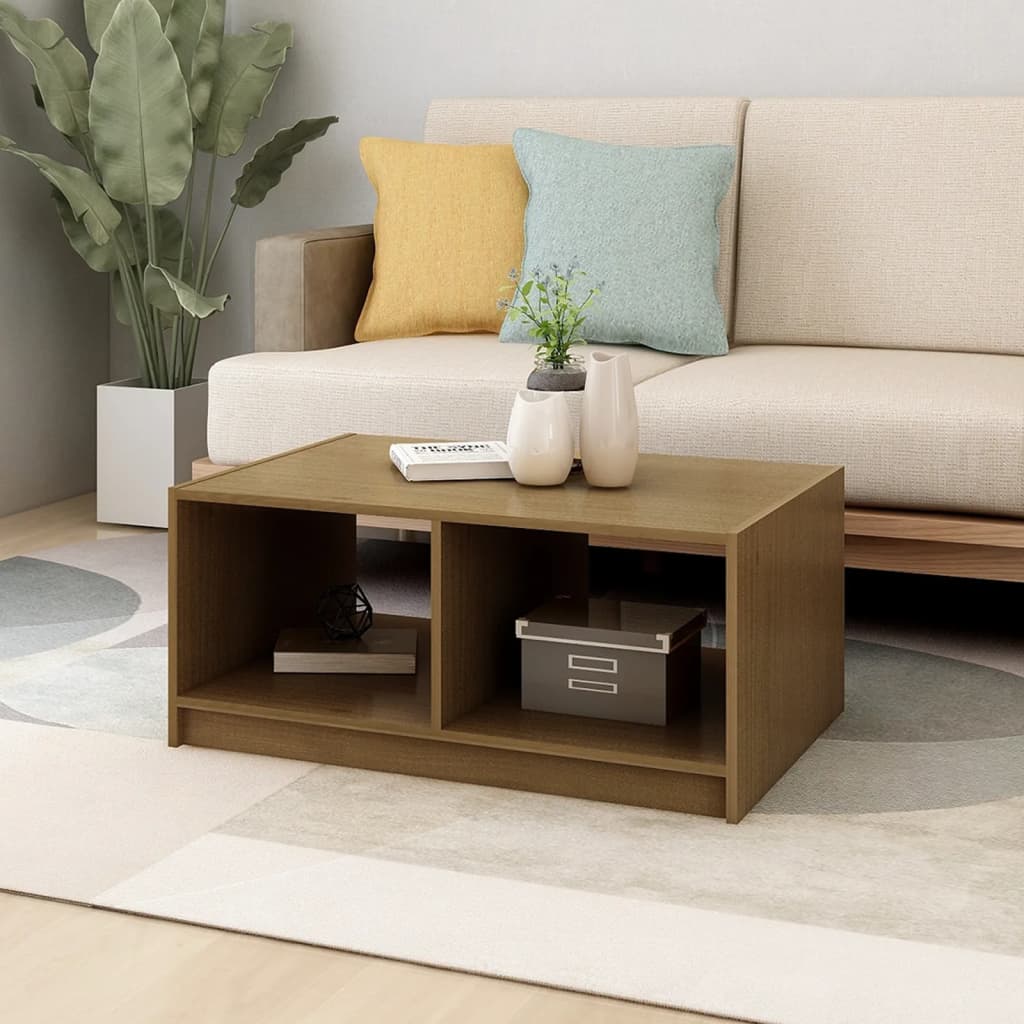 vidaXL Solid Pinewood Coffee Table 29.5"x13.2" Couch End Table Multi Colors-10