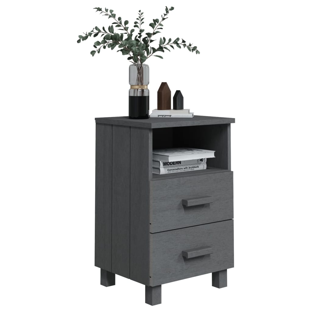 vidaXL Nightstand Storage Bedside Cabinet Nightstand with 2 Drawers Pine Wood-16