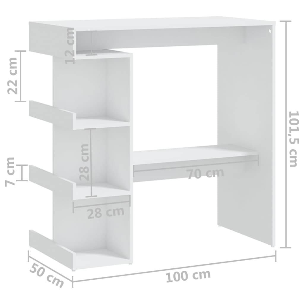 vidaXL Bar Table Dining Room Standing Desk with Storage Rack Engineered Wood-41