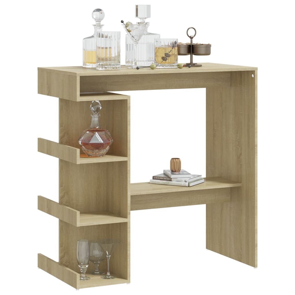 vidaXL Bar Table Dining Room Standing Desk with Storage Rack Engineered Wood-3