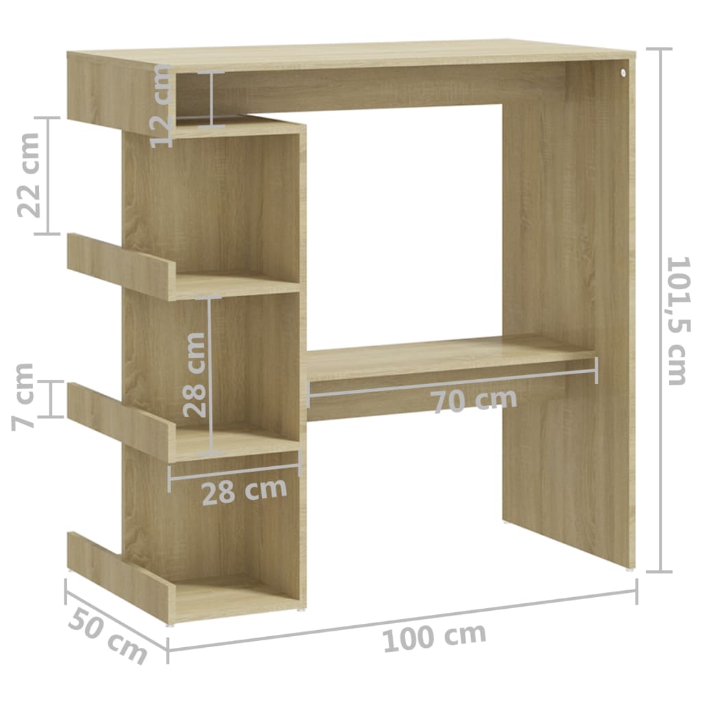 vidaXL Bar Table Dining Room Standing Desk with Storage Rack Engineered Wood-23