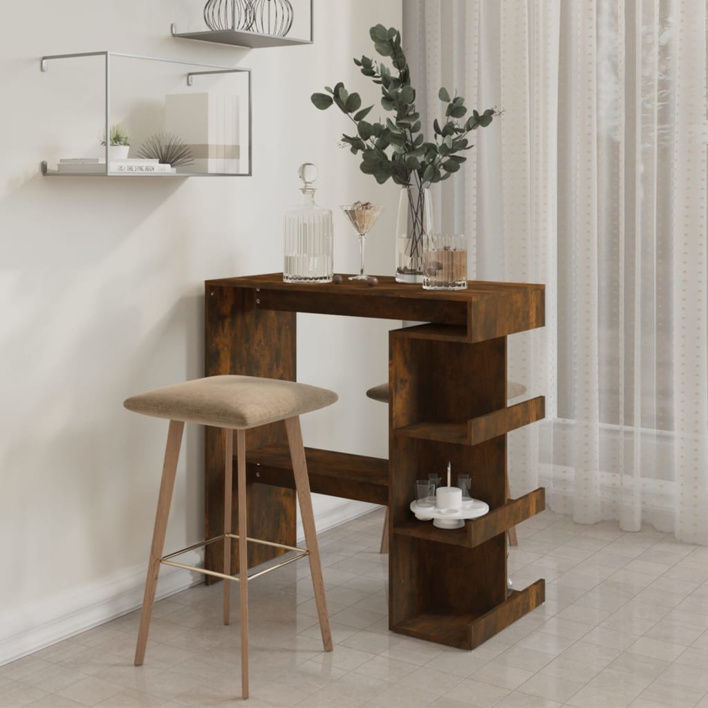 vidaXL Bar Table Dining Room Standing Desk with Storage Rack Engineered Wood-11