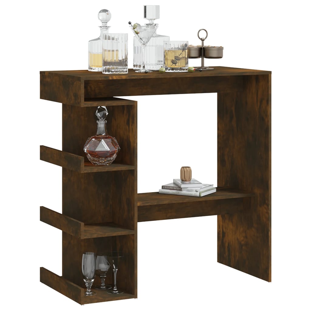 vidaXL Bar Table Dining Room Standing Desk with Storage Rack Engineered Wood-18