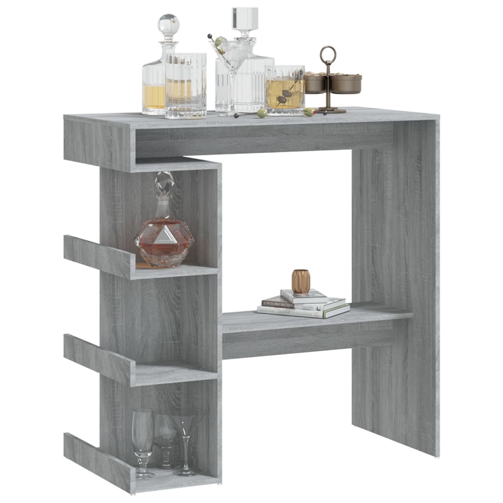 vidaXL Bar Table Dining Room Standing Desk with Storage Rack Engineered Wood-15