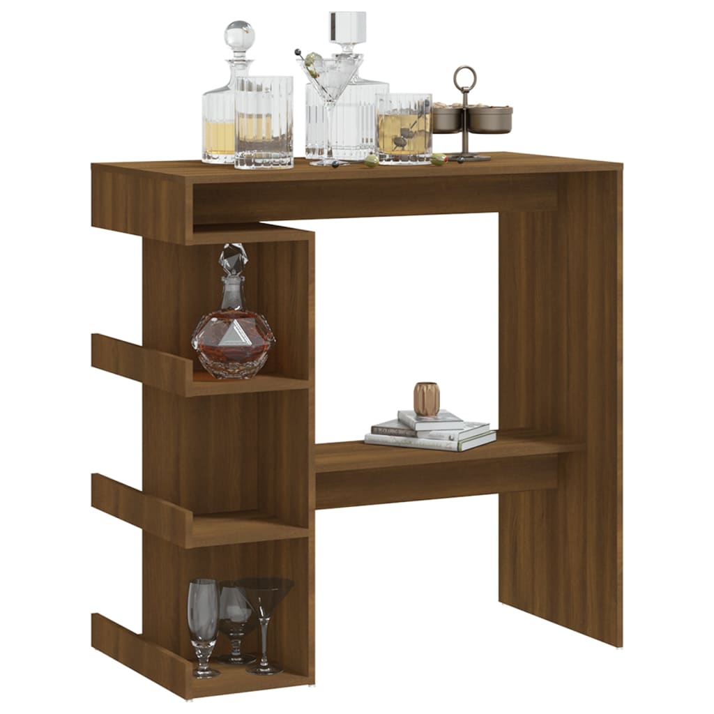 vidaXL Bar Table Dining Room Standing Desk with Storage Rack Engineered Wood-60