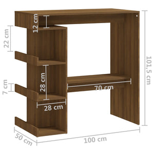 vidaXL Bar Table Dining Room Standing Desk with Storage Rack Engineered Wood-16