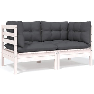 vidaXL 8 Piece Patio Lounge Set with Cream Cushions Solid Pinewood-11
