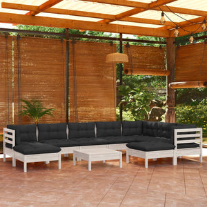 vidaXL 10 Piece Patio Lounge Set with Cream Cushions Solid Pinewood-4