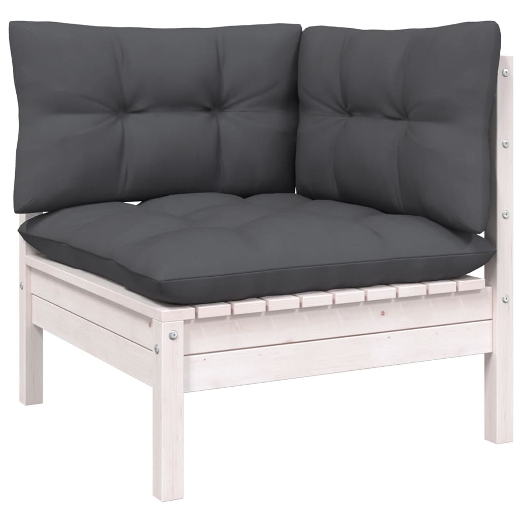 vidaXL 9 Piece Patio Lounge Set with Cream Cushions Solid Pinewood-9