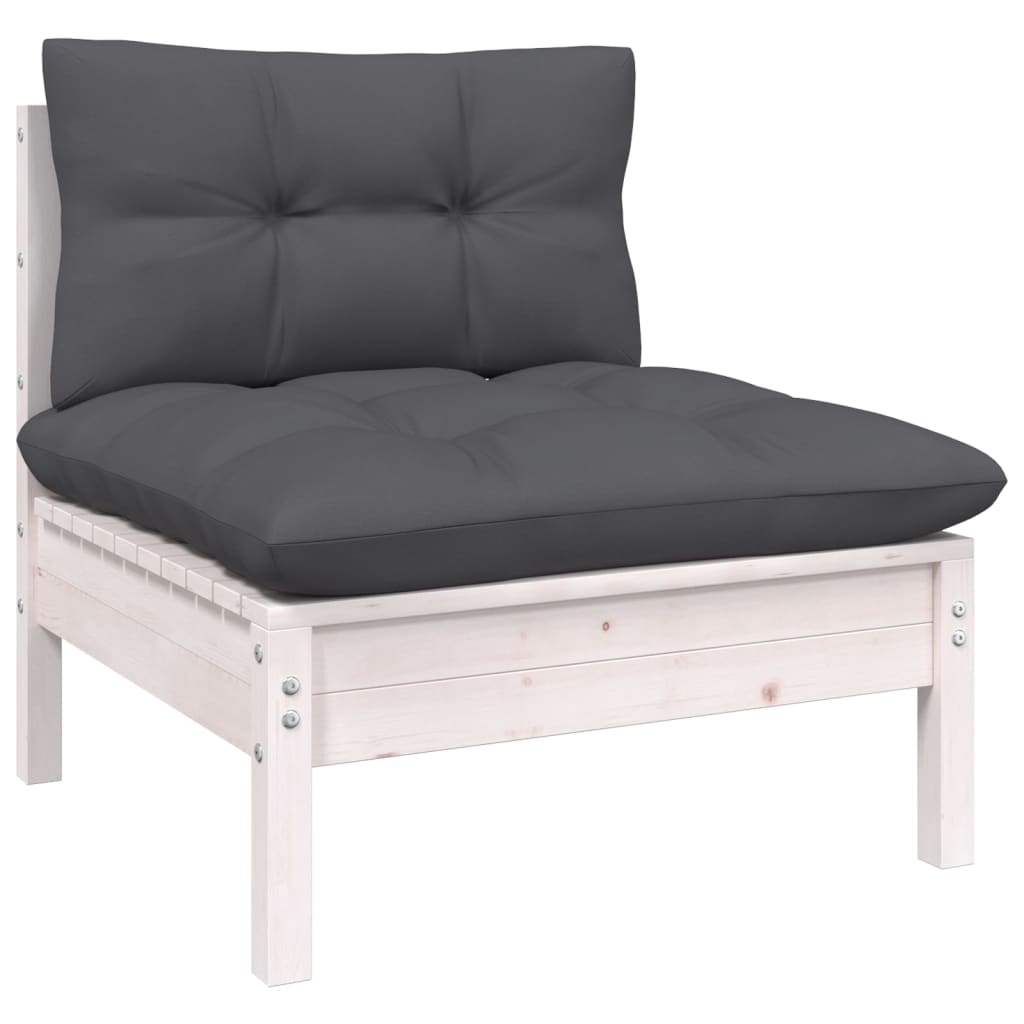 vidaXL 11 Piece Patio Lounge Set with Cream Cushions Solid Pinewood-7