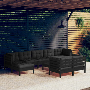 vidaXL 10 Piece Patio Lounge Set with Cream Cushions Solid Pinewood-2