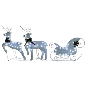 vidaXL Christmas Decoration Reindeer and Sleigh with LEDs Christmas Lighting-2