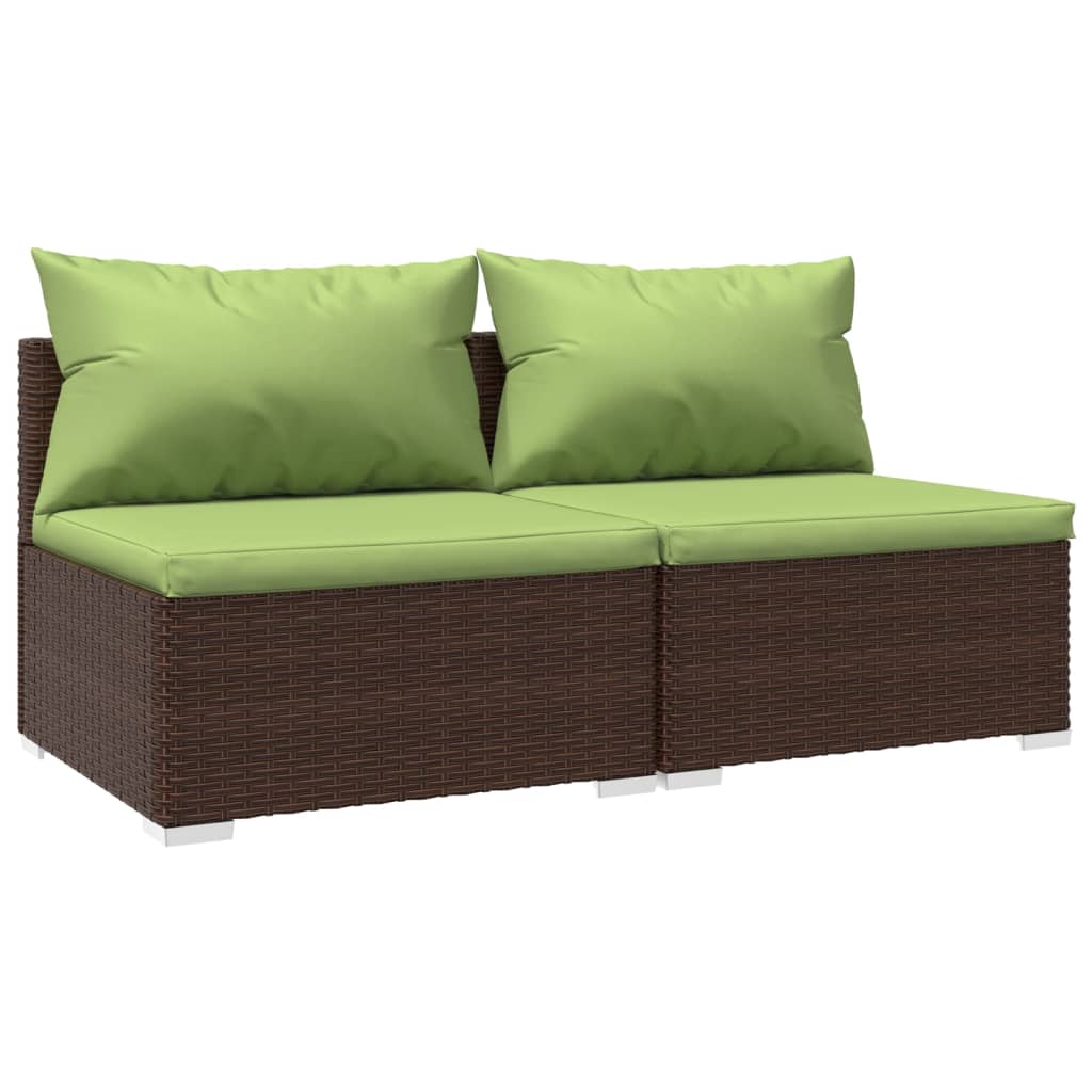 vidaXL Patio Furniture Set 2 Piece with Cushions Poly Rattan Brown-0