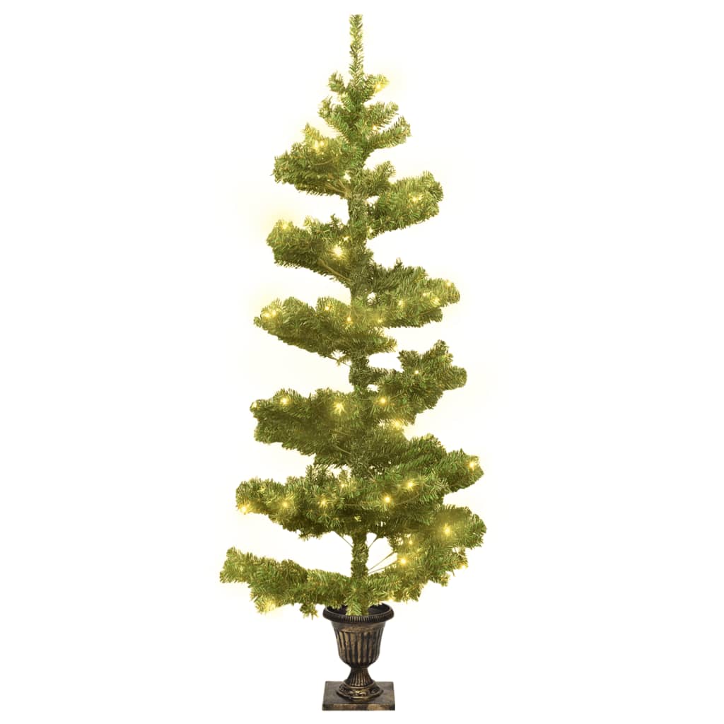 vidaXL Christmas Tree Decor Swirl Artificial Xmas Tree with Pot and LEDs PVC-5