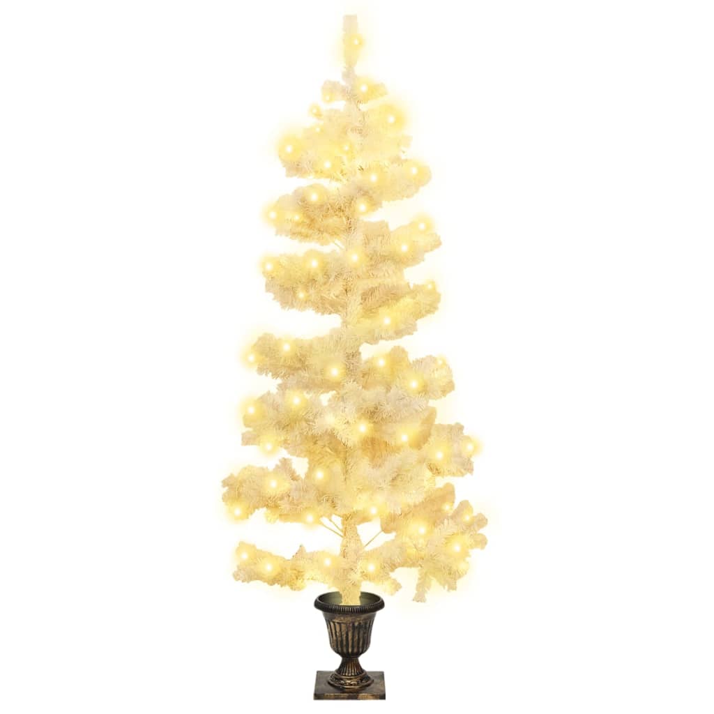 vidaXL Christmas Tree Decor Swirl Artificial Xmas Tree with Pot and LEDs PVC-12