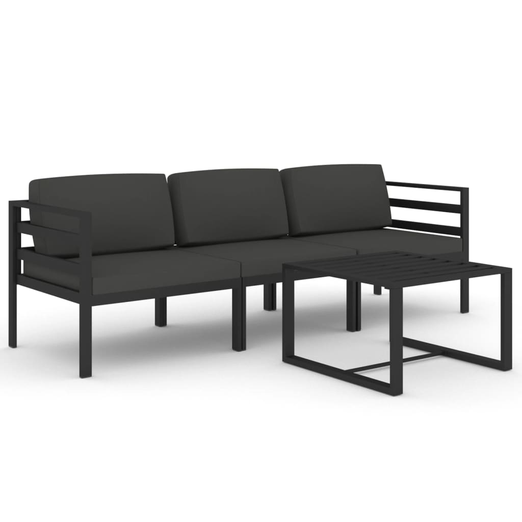 vidaXL 4 Piece Patio Lounge Set with Cushions Aluminum Anthracite-1