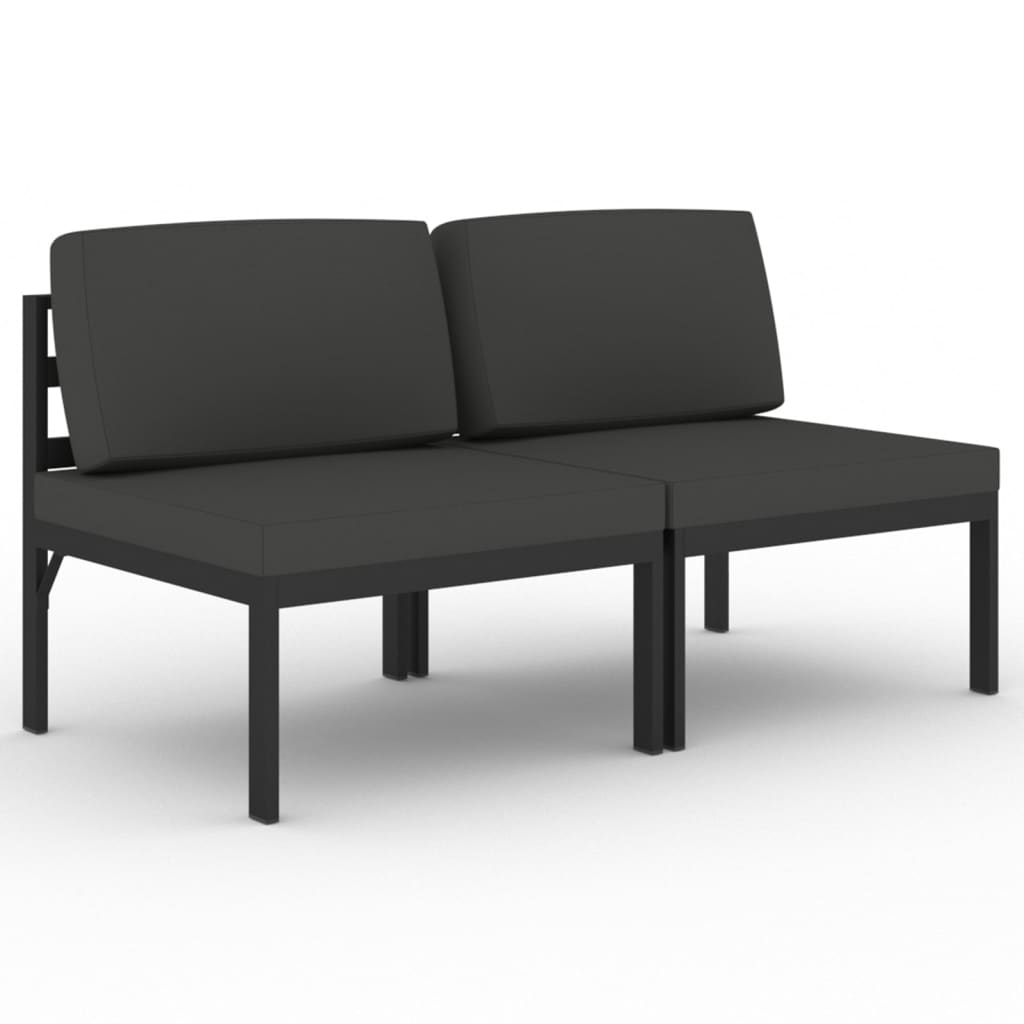 vidaXL 2-Seater Patio Sofa with Cushions Aluminum Anthracite-0