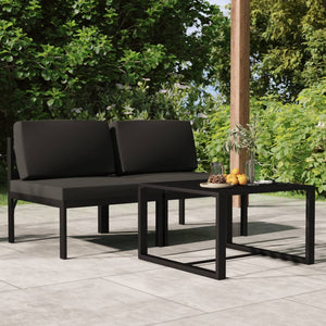 vidaXL 3 Piece Patio Lounge Set with Cushions Aluminum Anthracite-1