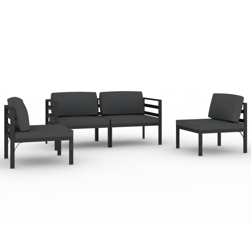 vidaXL 4 Piece Patio Lounge Set with Cushions Aluminum Anthracite-0
