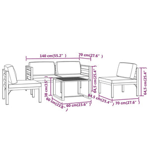 vidaXL 5 Piece Patio Lounge Set with Cushions Aluminum Anthracite-9
