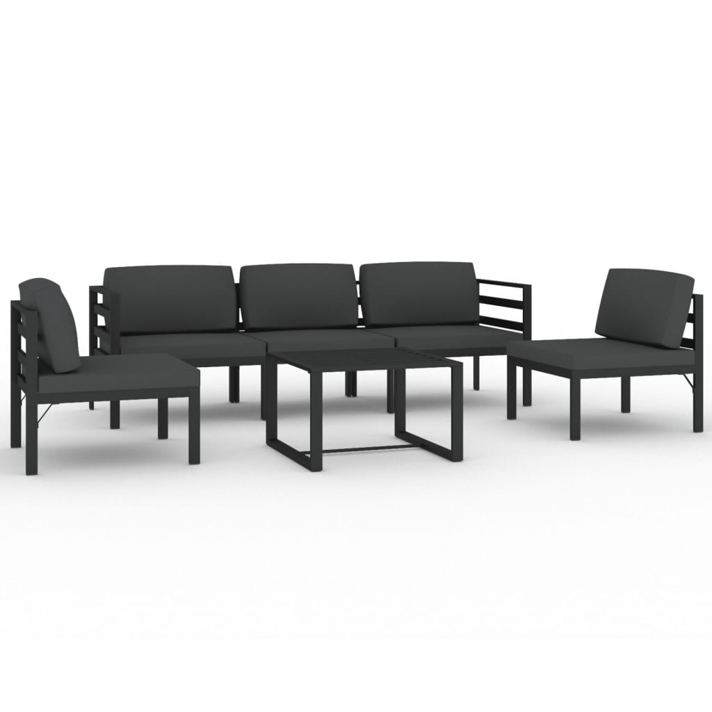 vidaXL 6 Piece Patio Lounge Set with Cushions Aluminum Anthracite-0