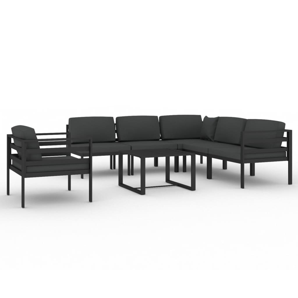 vidaXL 7 Piece Patio Lounge Set with Cushions Aluminum Anthracite-1