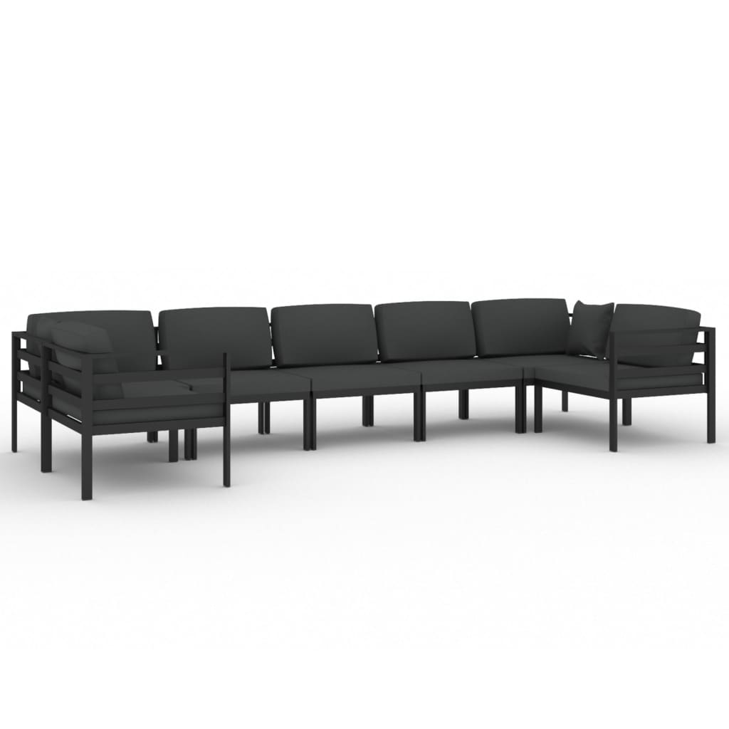 vidaXL 7 Piece Patio Lounge Set with Cushions Aluminum Anthracite-0