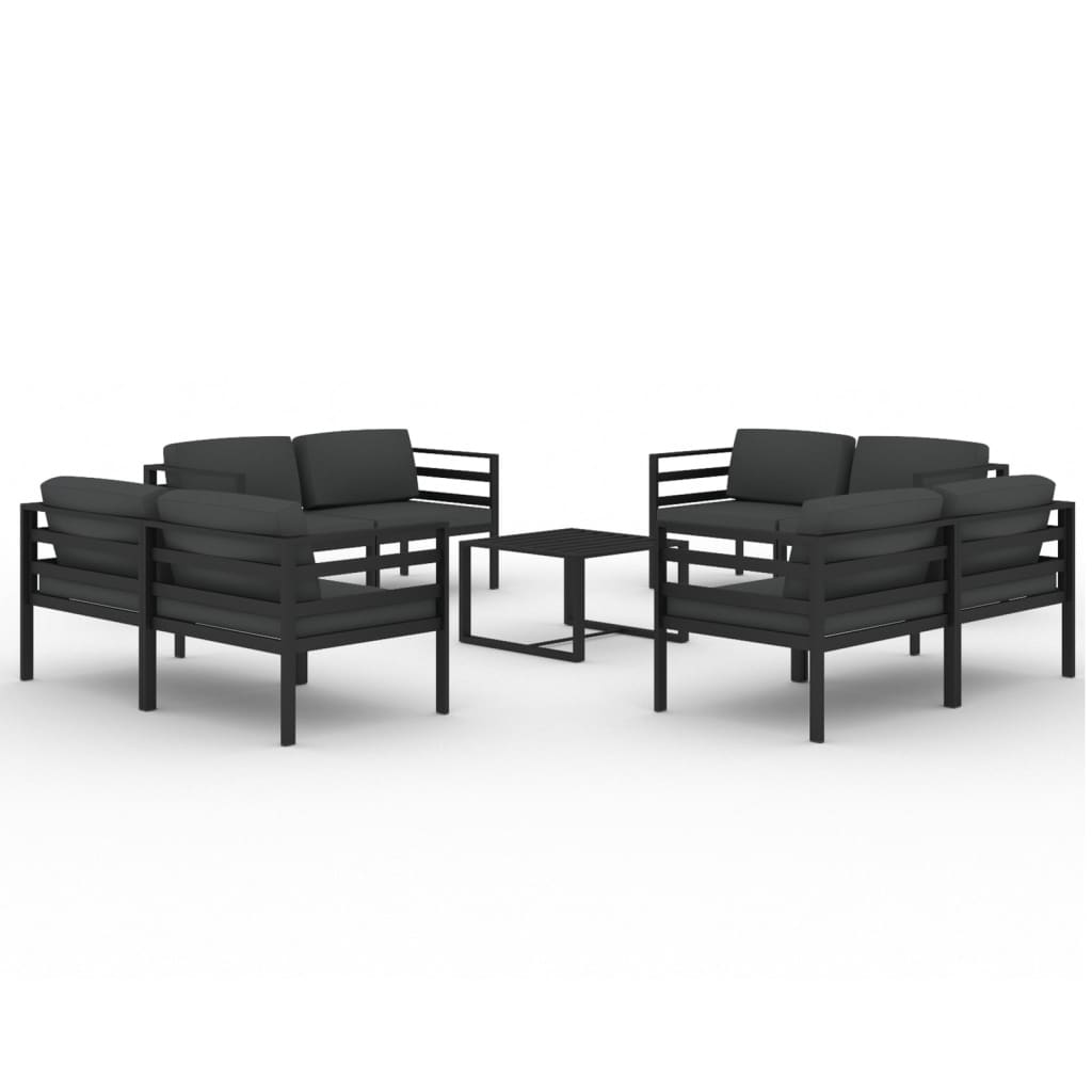 vidaXL 9 Piece Patio Lounge Set with Cushions Aluminum Anthracite-0