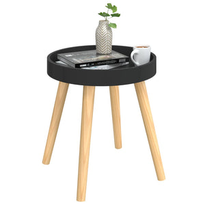 vidaXL Side Table Round End Coffee Table Engineered Wood and Solid Wood Pine-13