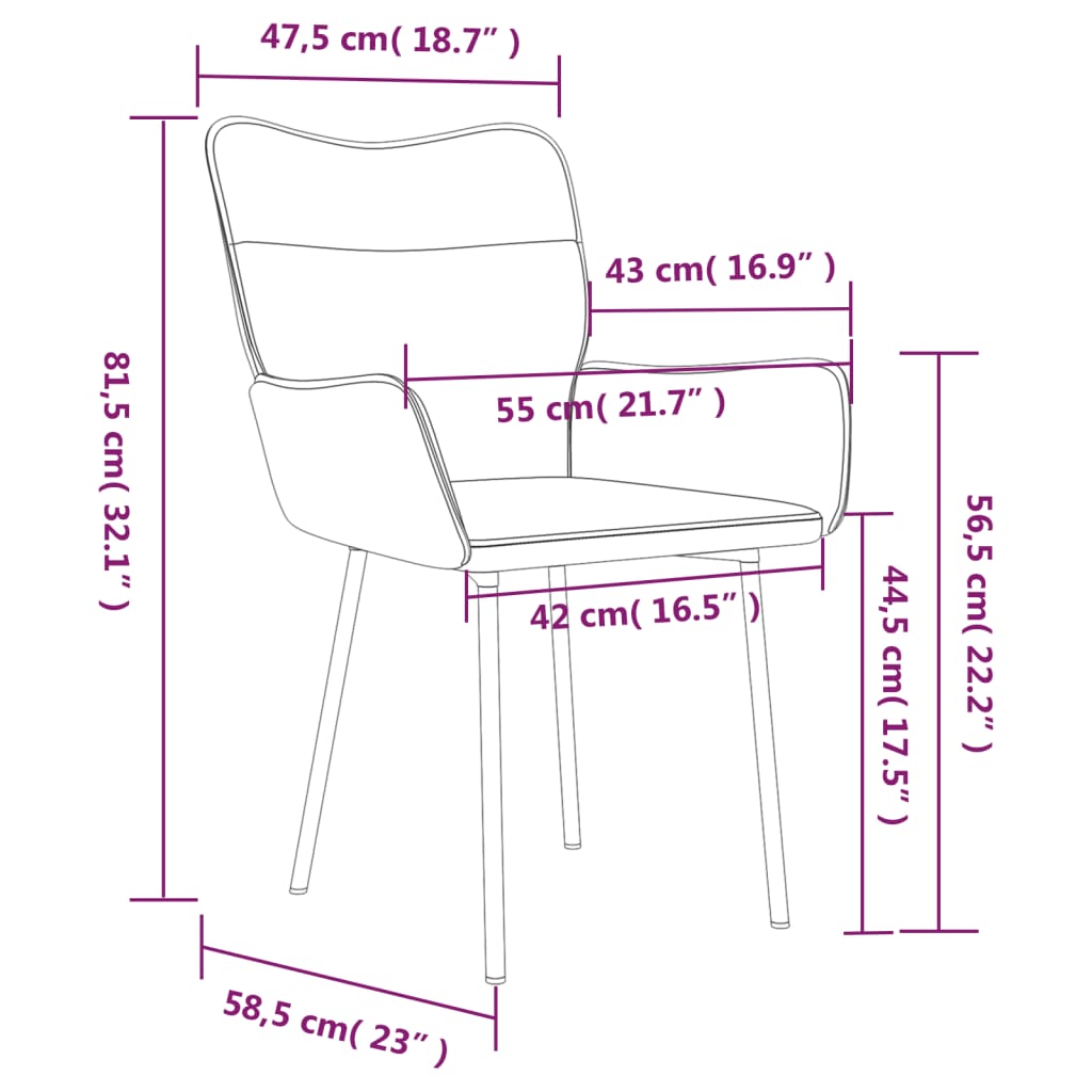 vidaXL Dining Chairs 2 Pcs Accent Upholstered Chair for Living Room Velvet-25