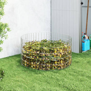 vidaXL Composter Garden Outdoor Storage Recycling Compost Bin Galvanized Steel-17