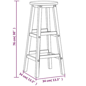 vidaXL Bar Stool Bar Seat Counter Height Stool for Pub Kitchen Solid Wood-22