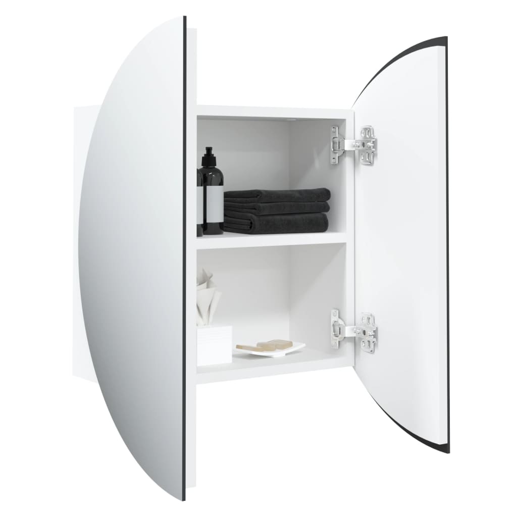 vidaXL Cabinet Bathroom Wall Vanity Mirror Cabinet with Round Mirror and LED-18
