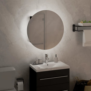 vidaXL Cabinet Bathroom Wall Vanity Mirror Cabinet with Round Mirror and LED-60