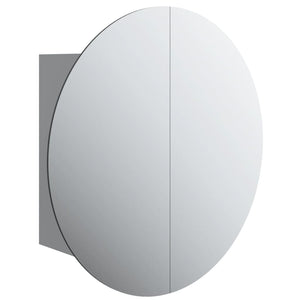 vidaXL Cabinet Bathroom Wall Vanity Mirror Cabinet with Round Mirror and LED-58