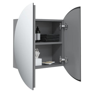 vidaXL Cabinet Bathroom Wall Vanity Mirror Cabinet with Round Mirror and LED-61