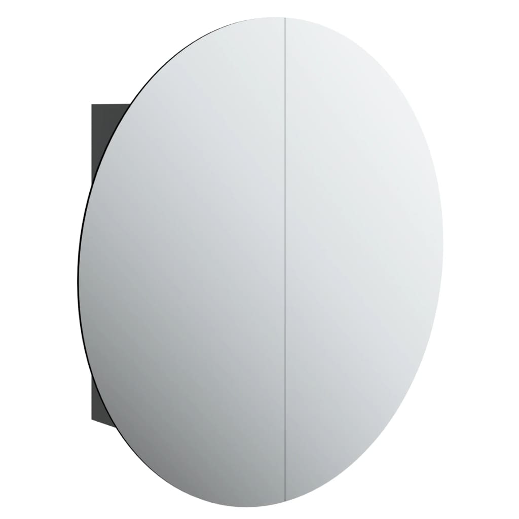 vidaXL Cabinet Bathroom Wall Vanity Mirror Cabinet with Round Mirror and LED-63
