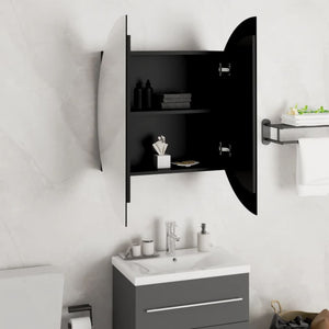 vidaXL Cabinet Bathroom Wall Vanity Mirror Cabinet with Round Mirror and LED-27