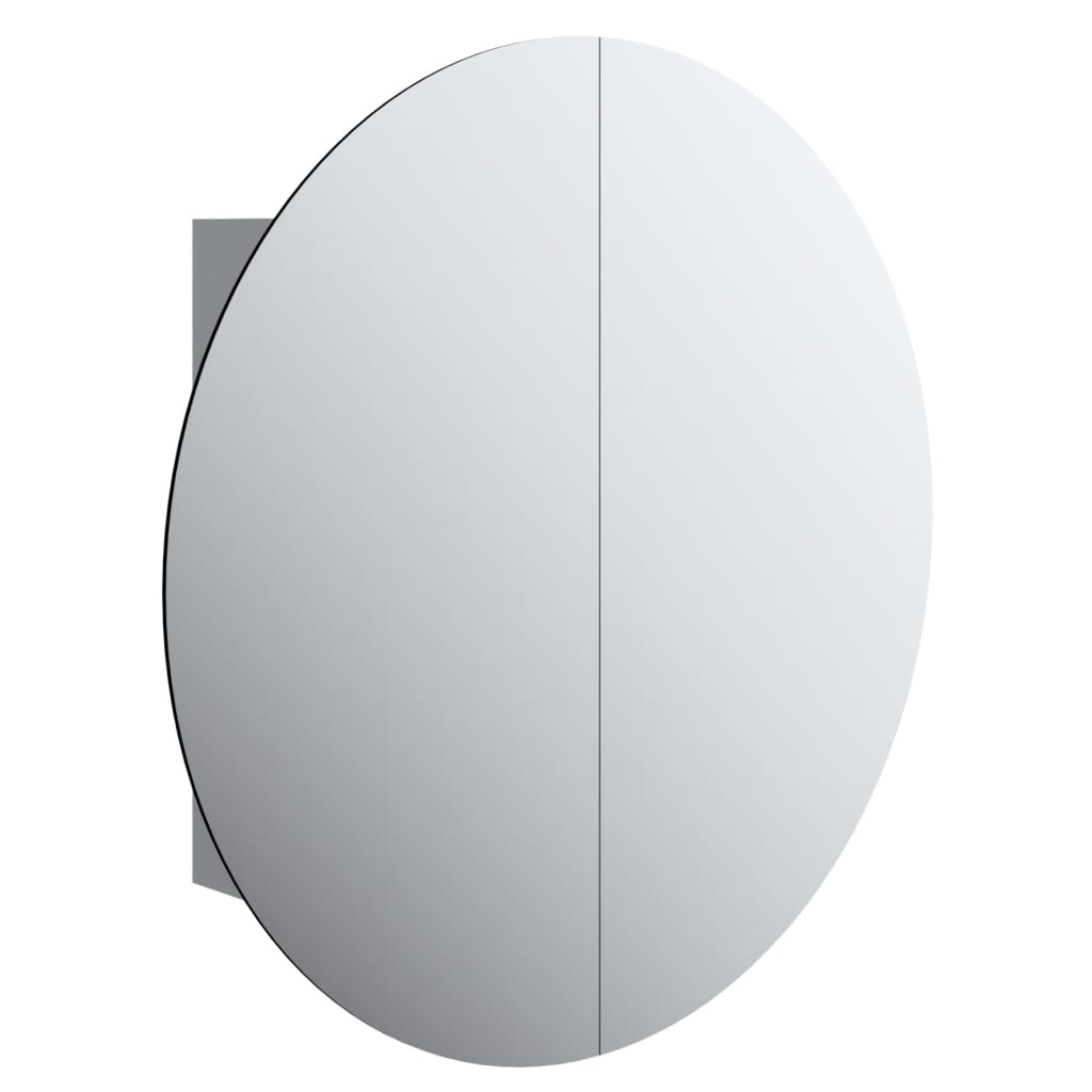 vidaXL Cabinet Bathroom Wall Vanity Mirror Cabinet with Round Mirror and LED-2