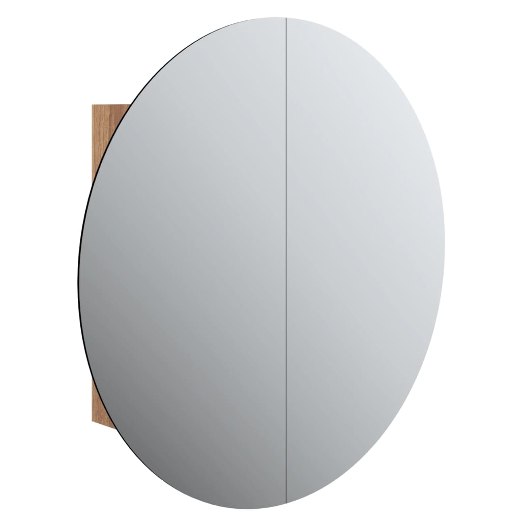 vidaXL Cabinet Bathroom Wall Vanity Mirror Cabinet with Round Mirror and LED-55