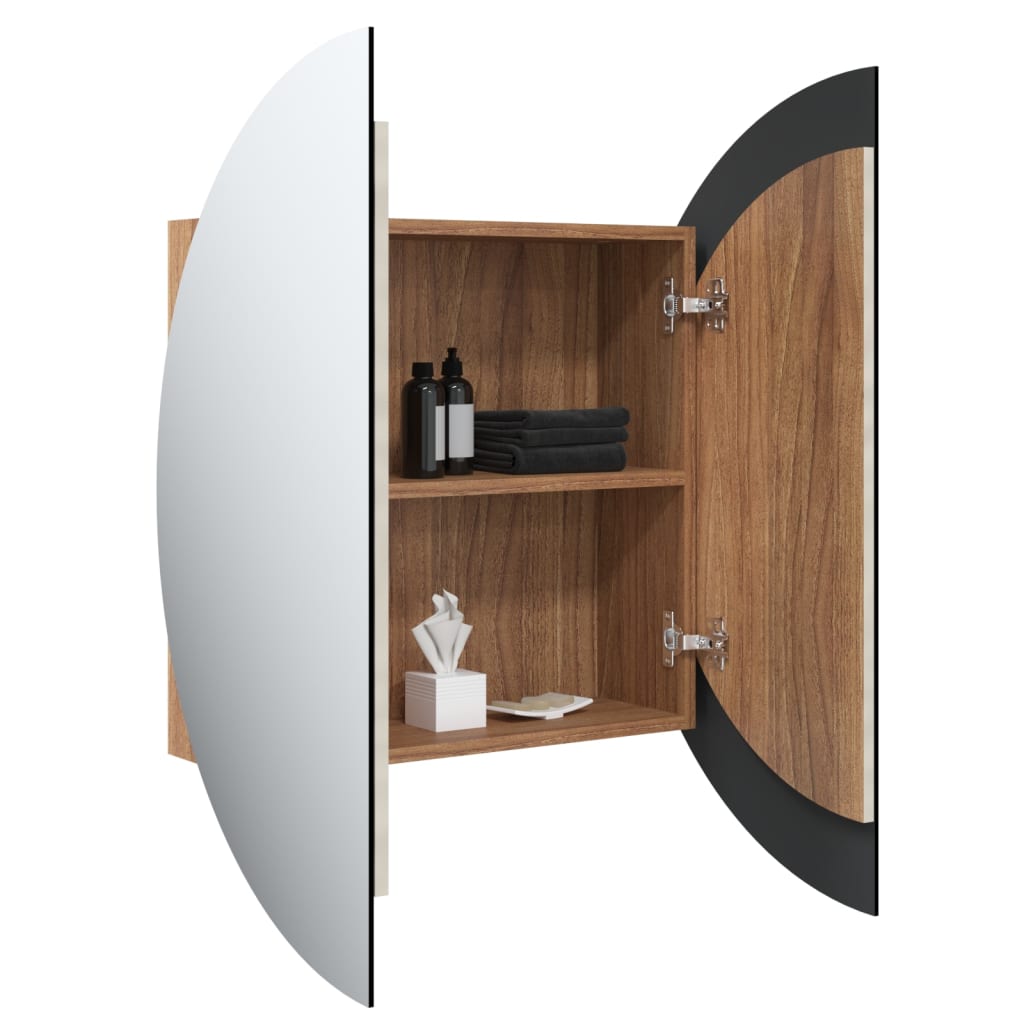 vidaXL Cabinet Bathroom Wall Vanity Mirror Cabinet with Round Mirror and LED-15